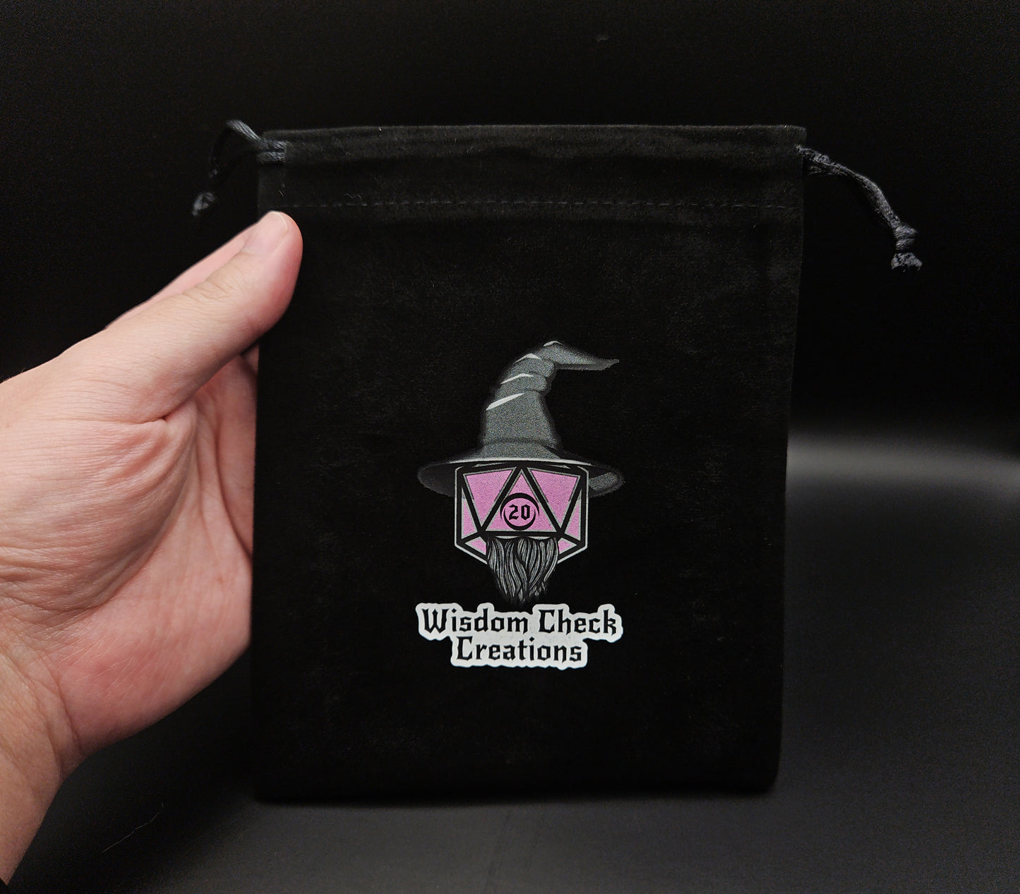 Velvet 4"x6" Wisdom Check Creations Dice Bag