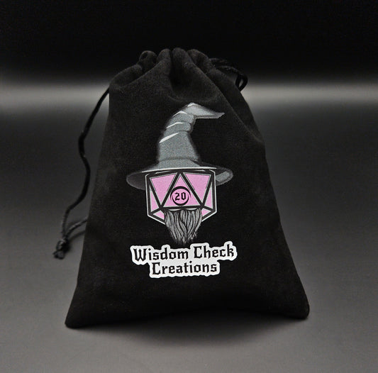 Velvet 4"x6" Wisdom Check Creations Dice Bag