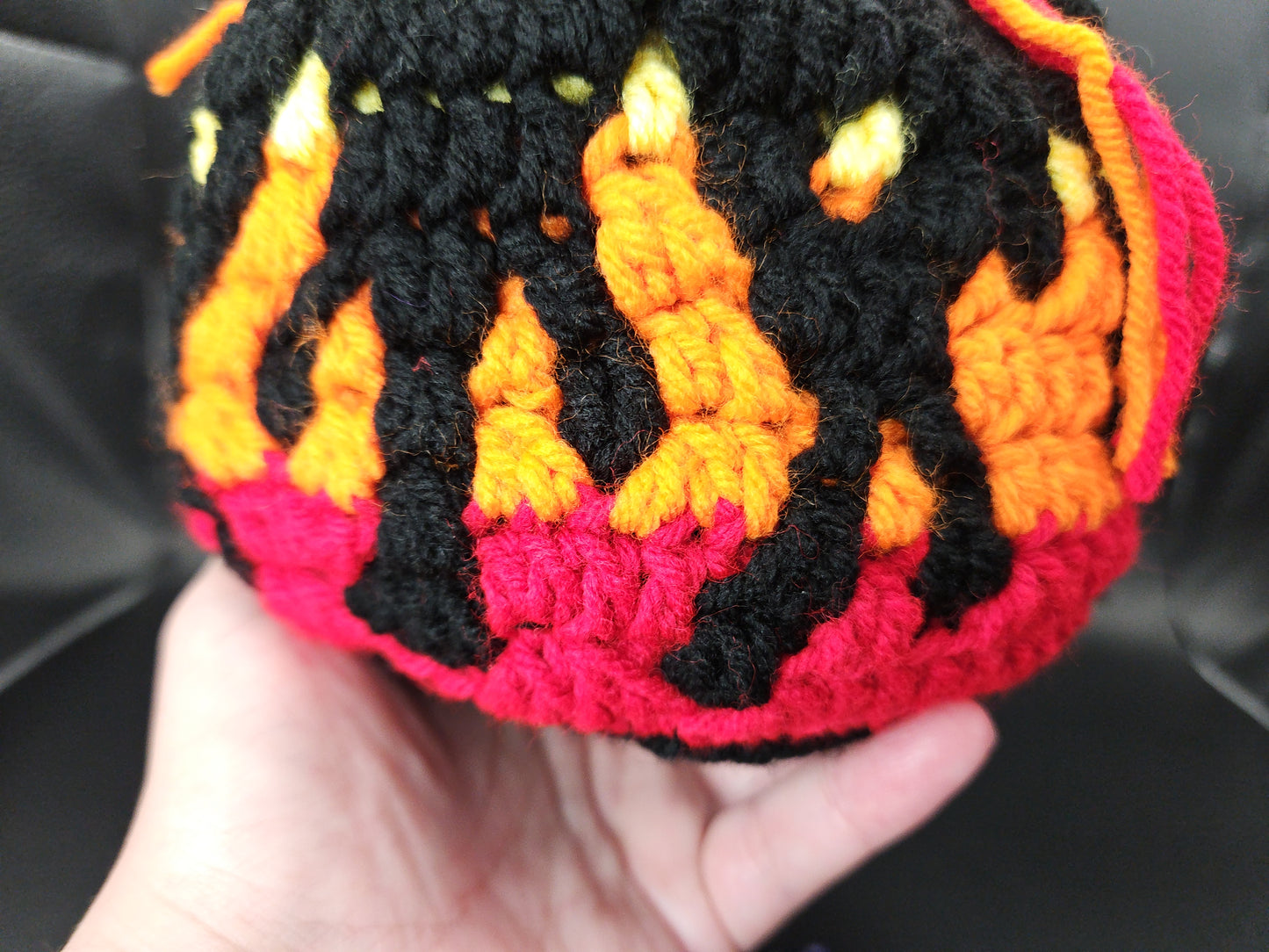 Handmade Flaming Mosaic Crochet Dice Bag